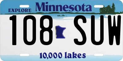 MN license plate 108SUW
