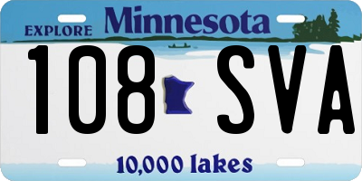 MN license plate 108SVA