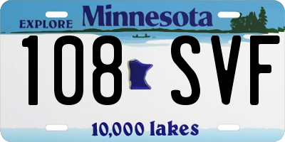 MN license plate 108SVF