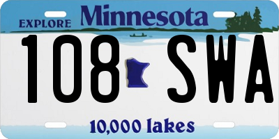 MN license plate 108SWA