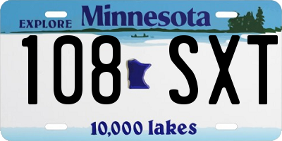 MN license plate 108SXT