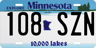 MN license plate 108SZN