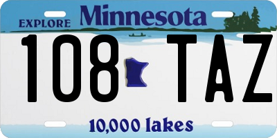 MN license plate 108TAZ