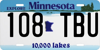 MN license plate 108TBU