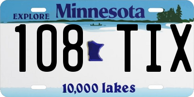 MN license plate 108TIX