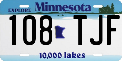 MN license plate 108TJF