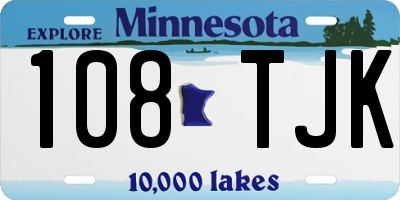 MN license plate 108TJK