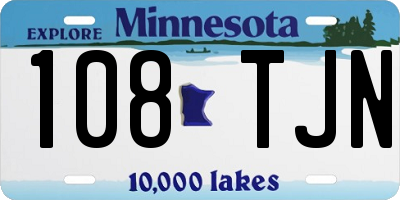 MN license plate 108TJN