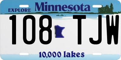 MN license plate 108TJW