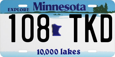 MN license plate 108TKD