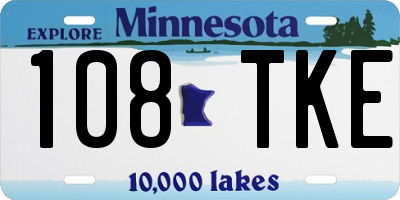 MN license plate 108TKE