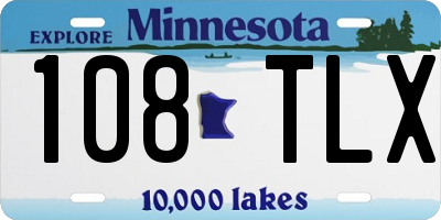 MN license plate 108TLX