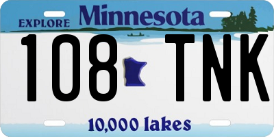 MN license plate 108TNK
