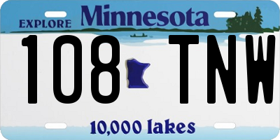 MN license plate 108TNW