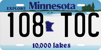MN license plate 108TOC