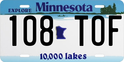 MN license plate 108TOF