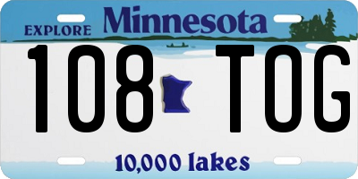 MN license plate 108TOG