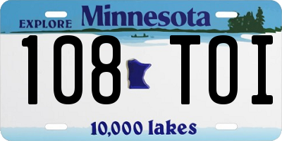 MN license plate 108TOI