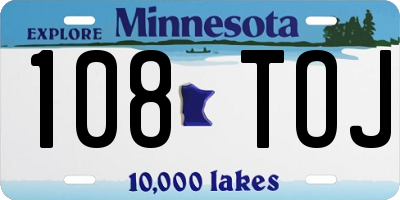 MN license plate 108TOJ