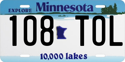 MN license plate 108TOL