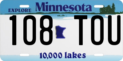 MN license plate 108TOU