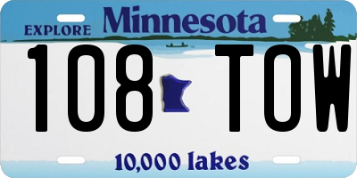 MN license plate 108TOW