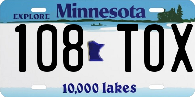 MN license plate 108TOX