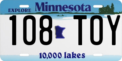 MN license plate 108TOY
