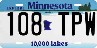 MN license plate 108TPW