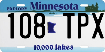 MN license plate 108TPX