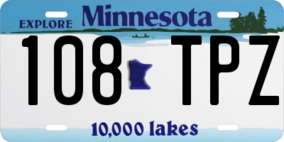 MN license plate 108TPZ