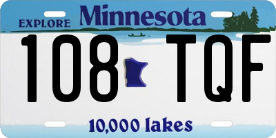 MN license plate 108TQF
