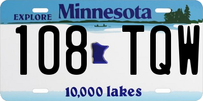 MN license plate 108TQW