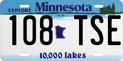 MN license plate 108TSE
