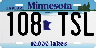 MN license plate 108TSL