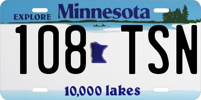 MN license plate 108TSN