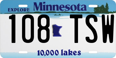 MN license plate 108TSW
