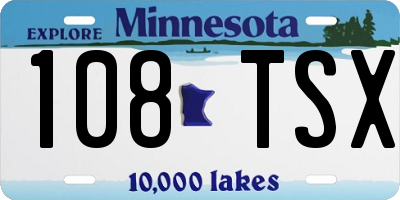 MN license plate 108TSX