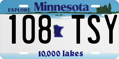 MN license plate 108TSY