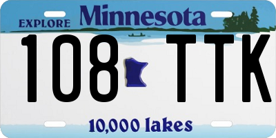 MN license plate 108TTK