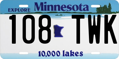 MN license plate 108TWK
