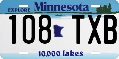 MN license plate 108TXB