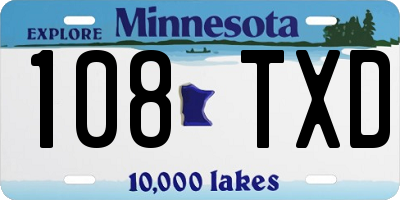 MN license plate 108TXD