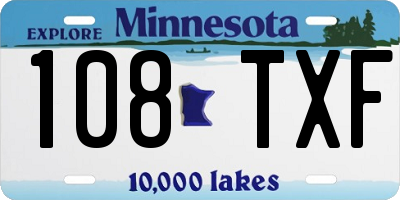 MN license plate 108TXF