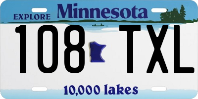 MN license plate 108TXL