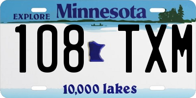 MN license plate 108TXM