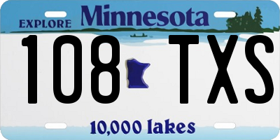 MN license plate 108TXS