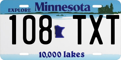 MN license plate 108TXT