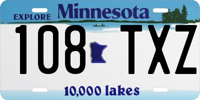 MN license plate 108TXZ