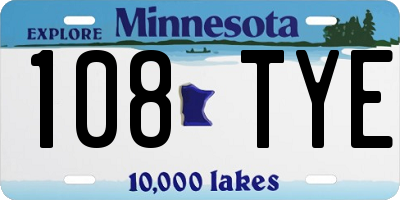 MN license plate 108TYE